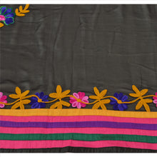Load image into Gallery viewer, Vintage Dupatta Long Stole Georgette Black Hand Embroidered Aarizama Scarves
