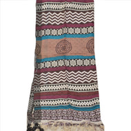 Vintage Dupatta Schal Long Stola Pure Woolen Cream Hijab Printed Veil Scarves