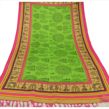 Load image into Gallery viewer, Vintage Dupatta Long Stole Art Silk Green Wrap Hijab Block Printed Veil Scarves
