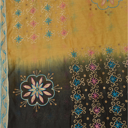 Sanskriti Vintage Dupatta Long Stole Cotton Black Hand Beaded Wrap Veil