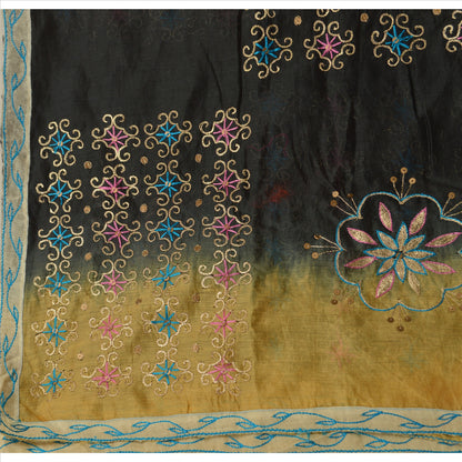 Sanskriti Vintage Dupatta Long Stole Cotton Black Hand Beaded Wrap Veil