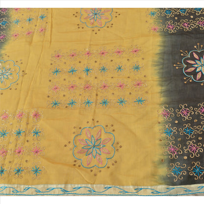 Sanskriti Vintage Dupatta Long Stole Cotton Black Hand Beaded Wrap Veil