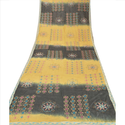 Sanskriti Vintage Dupatta Long Stole Cotton Black Hand Beaded Wrap Veil