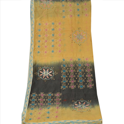 Sanskriti Vintage Dupatta Long Stole Cotton Black Hand Beaded Wrap Veil