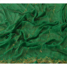 Load image into Gallery viewer, Vintage Dupatta Schal Long Stola Georgette Green Hand Beaded Bandhani Wrap Veil
