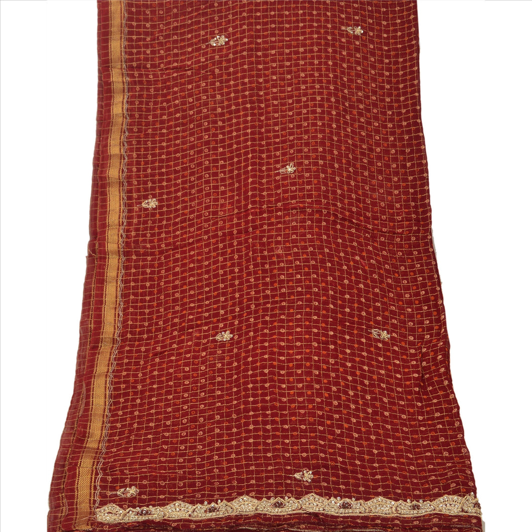 Vintage Dupatta Long Stole Cotton Maroon Scarves Hand Beaded Woven Hijab