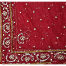 Load image into Gallery viewer, Sanskriti Vintage Dupatta Long Stole Net Mesh Pink Hand Beaded Wrap Veil

