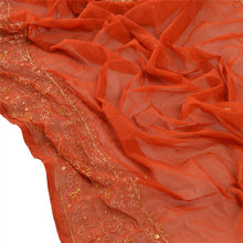 Load image into Gallery viewer, Sanskriti Vintage Dupatta Long Stole Chiffon Silk Orange Hand Beaded Wrap Veil
