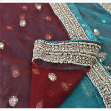 Load image into Gallery viewer, Sanskriti Vintage Dupatta Long Stole Net Mesh Maroon Scarves Hand Beaded Hijab
