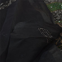 Load image into Gallery viewer, Sanskriti Vintage Dupatta Long Stole Art Silk Black Hijab Hand Beaded Wrap Veil
