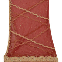 Load image into Gallery viewer, Sanskriti Vintage Dupatta Long Stole Net Mesh Maroon Scarves Hand Beaded Hijab
