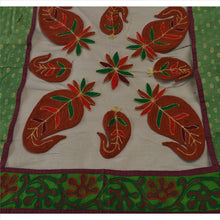 Load image into Gallery viewer, Vintage Dupatta Long Stole Cotton Green Hand Embroidered Woven Wrap Hijab
