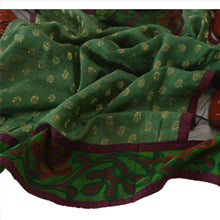 Load image into Gallery viewer, Vintage Dupatta Long Stole Cotton Green Hand Embroidered Woven Wrap Hijab
