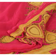 Load image into Gallery viewer, Sanskriti Vintage Dupatta Long Stole Chiffon Silk Pink Hand Beaded Wrap Hijab
