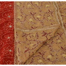 Load image into Gallery viewer, Sanskriti Vintage Dupatta Long Stole Net Mesh Beige Hijab Hand Beaded Scarves
