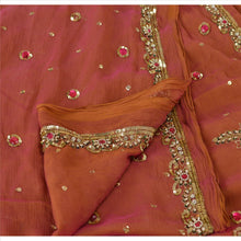 Load image into Gallery viewer, Sanskriti Vintage Dupatta Long Stole Chiffon Silk Peach Hand Beaded Wrap Hijab
