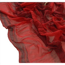Load image into Gallery viewer, Sanskriti Vintage Dupatta Long Stole Georgette Maroon Hijab Hand Beaded Scarves
