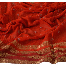Load image into Gallery viewer, Vintage Dupatta Long Stole Cotton Red Wrap Veil Hand Beaded Woven Scarves
