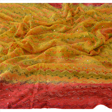 Load image into Gallery viewer, Vintage Dupatta Long Stole OOAK Lemon Hijab Hand Embroidered Phulkari Scarves

