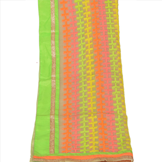 Sanskriti Vintage Dupatta Long Stole Cotton Cream Embroidered Wrap Scarves