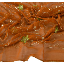 Load image into Gallery viewer, Sanskriti Vintage Dupatta Long Stole Georgette Brown Hijab Embroidered Scarves
