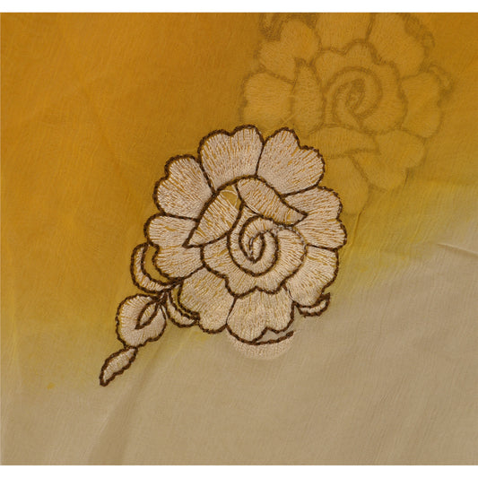 Sanskriti Vintage Dupatta Lange Stole Chiffon Silke Hvide Broderede Wrap Tørklæder