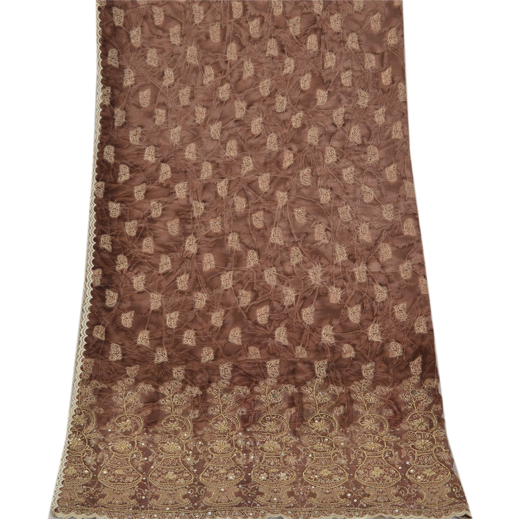Sanskriti Vintage Dupatta Long Stole Art Silk Purple Veil Hand Beaded Scarves