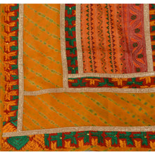 Load image into Gallery viewer, Vintage Dupatta Long Stole Georgette Saffron Hand Beaded Leheria Wrap Veil
