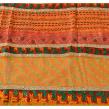 Load image into Gallery viewer, Vintage Dupatta Long Stole Georgette Saffron Hand Beaded Leheria Wrap Veil
