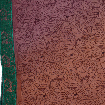 Sanskriti Vintage Dupatta Long Stole Art Silk Purple Wrap Veil Embroidered Shawl Scarves