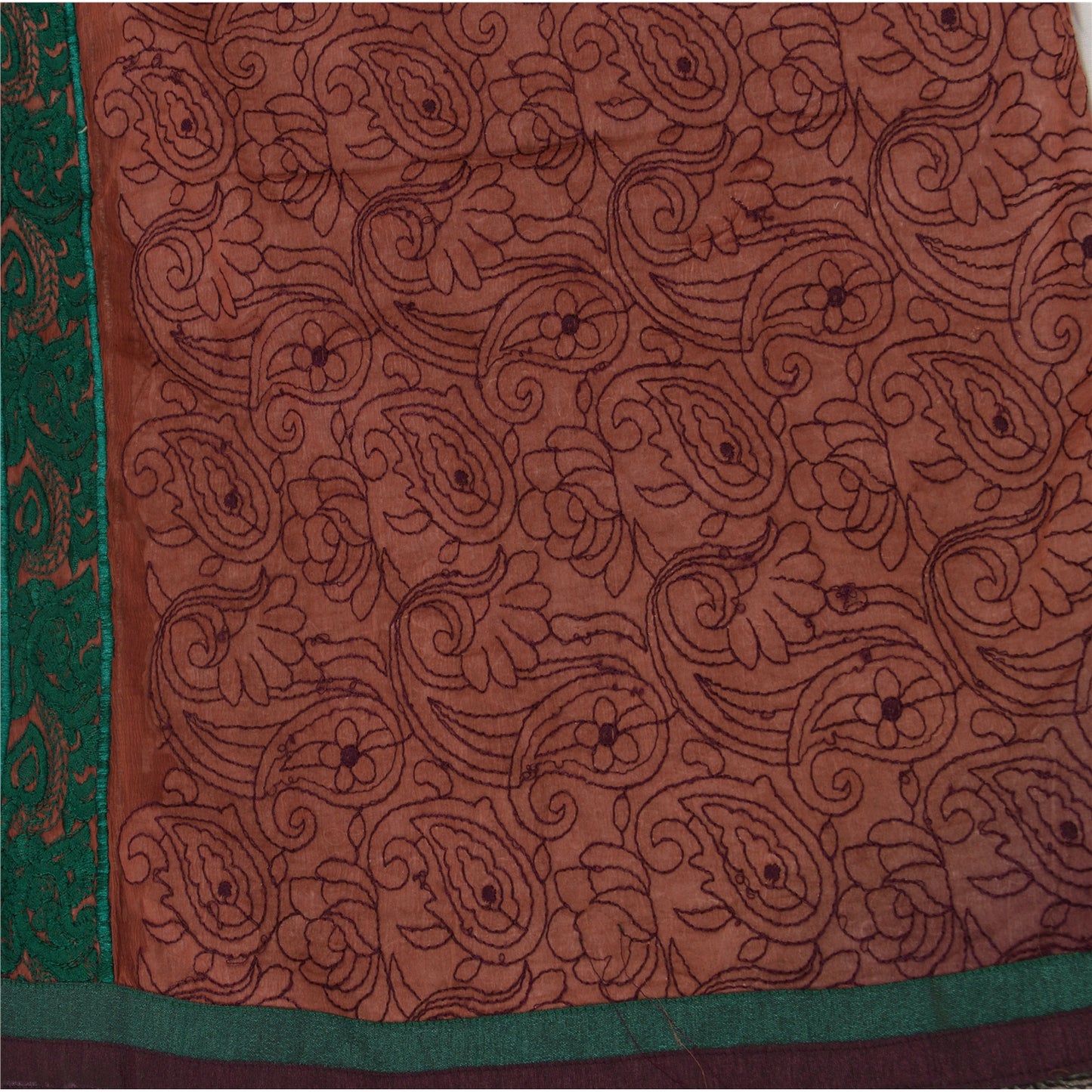 Sanskriti Vintage Dupatta Long Stole Art Silk Purple Wrap Veil Embroidered Shawl Scarves