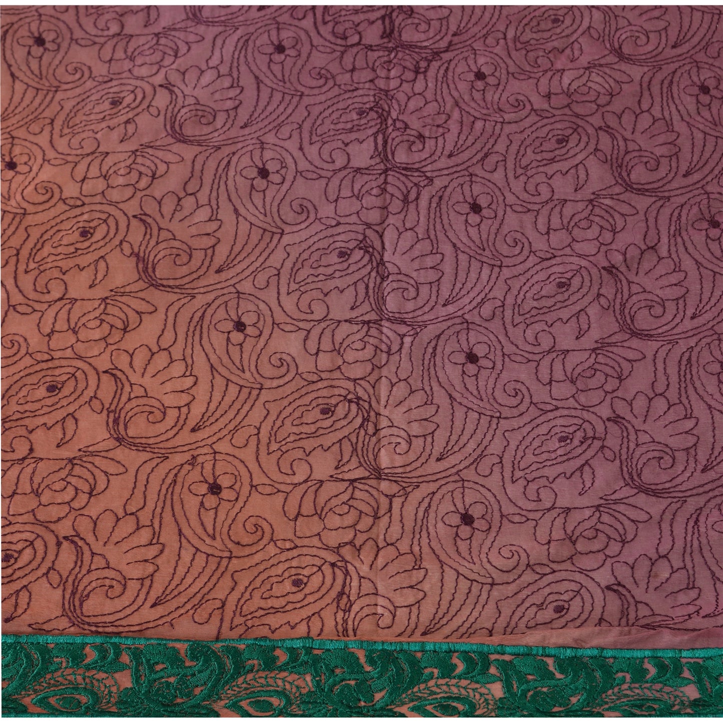 Sanskriti Vintage Dupatta Long Stole Art Silk Purple Wrap Veil Embroidered Shawl Scarves