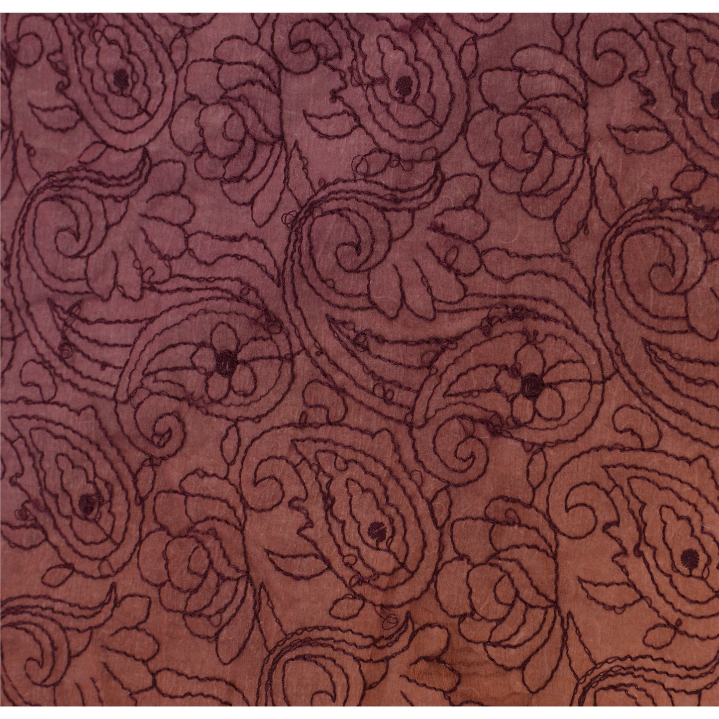 Sanskriti Vintage Dupatta Long Stole Art Silk Purple Wrap Veil Embroidered Shawl Scarves