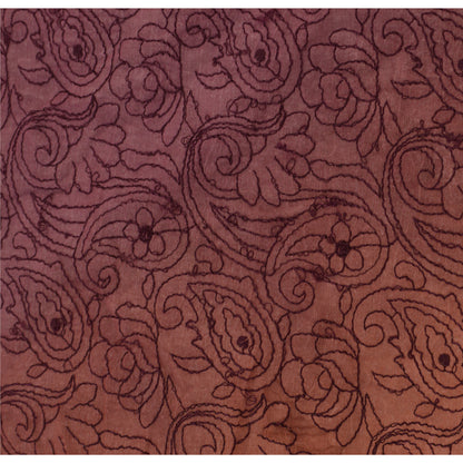 Sanskriti Vintage Dupatta Long Stole Art Silk Purple Wrap Veil Embroidered Shawl Scarves