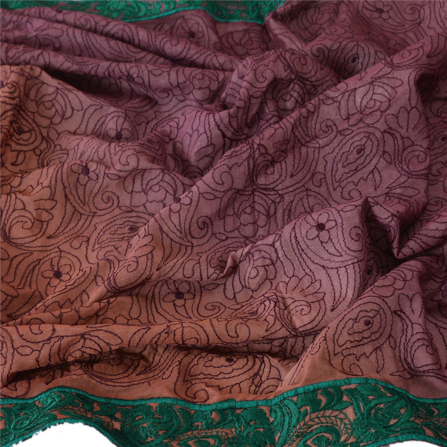 Sanskriti Vintage Dupatta Long Stole Art Silk Purple Wrap Veil Embroidered Shawl Scarves