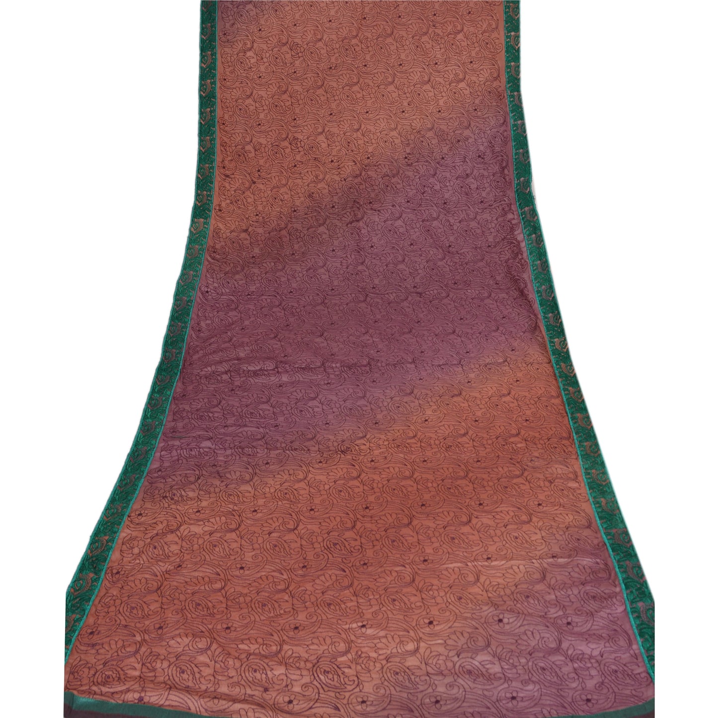 Sanskriti Vintage Dupatta Long Stole Art Silk Purple Wrap Veil Embroidered Shawl Scarves