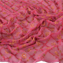 Load image into Gallery viewer, Vintage Dupatta Long Stole Georgette Pink Wrap Veil Hand Beaded Chikankari Shawl
