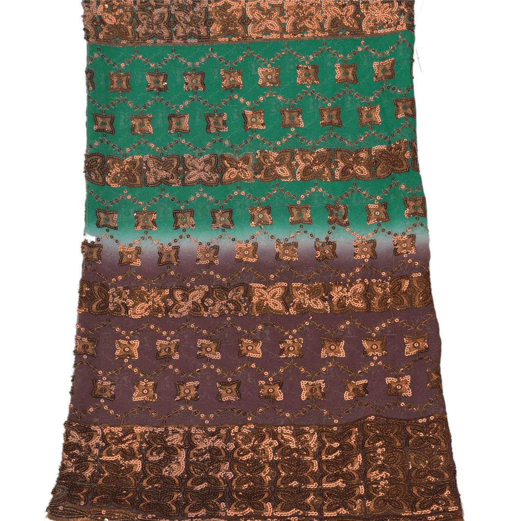 Dupatta Long Stole Georgette Brown Embroidered Sequins Scarves