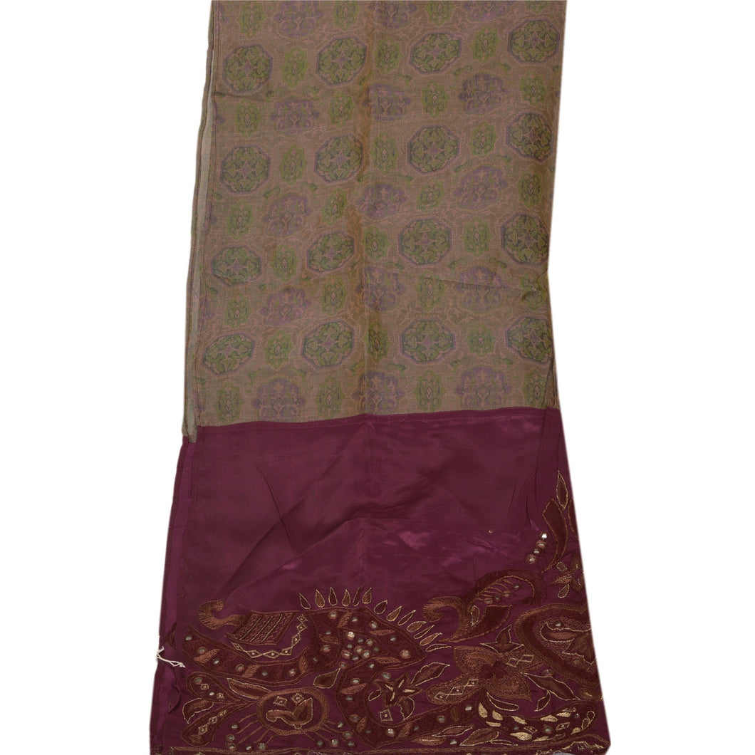 Sanskriti Vintage Dupatta Long Stole Cotton Purple Hand Embroidered Woven Shawl