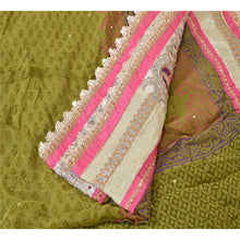 Load image into Gallery viewer, Sanskriti Vintage Dupatta Long Stole Georgette Green Hand Beaded Wrap Scarves
