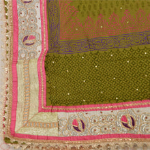 Load image into Gallery viewer, Sanskriti Vintage Dupatta Long Stole Georgette Green Hand Beaded Wrap Scarves
