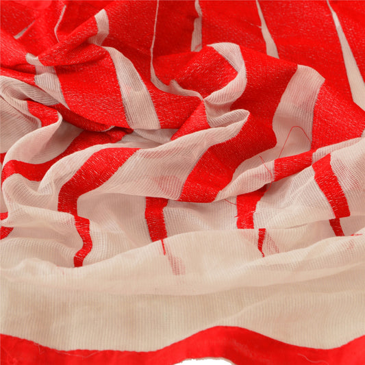 Sanskriti Vintage Dupatta Long Stole Cotton Cream Shawl Embroidered Wrap Hijab