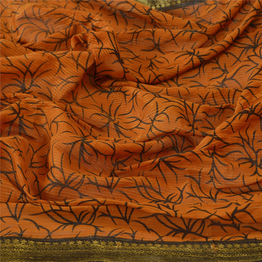 Sanskriti Vintage Dupatta Long Stole Cotton Orange Shawl Printed Wrap Scarves