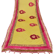 Load image into Gallery viewer, Sanskriti Vintage Dupatta Long Stole Net Mesh Yellow Veil Embroidered Scarves
