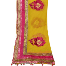 Load image into Gallery viewer, Sanskriti Vintage Dupatta Long Stole Net Mesh Yellow Veil Embroidered Scarves
