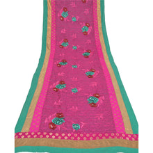 Load image into Gallery viewer, Sanskriti Vintage Dupatta Long Stole Art Silk Pink Shawl Embroidered Scarves
