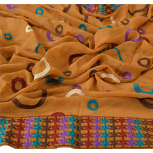 Load image into Gallery viewer, Vintage Dupatta Long Stole Georgette Brown Shawl Embroidered Wrap Scarves
