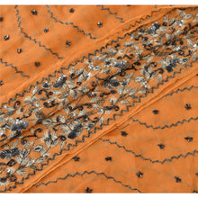 Load image into Gallery viewer, Sanskriti Vintage Dupatta Long Stole Georgette Orange Shawl Hand Beaded Scarves
