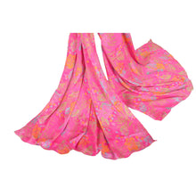 Load image into Gallery viewer, Vintage Dupatta Long Stole 100% Pure Silk Veil Pink Printed Wrap Floral Scarves
