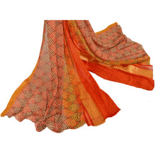 Load image into Gallery viewer, Sansriti Dupatta Vintage Long Stole 100% Pure Georgette Silk Orange Printed Veil
